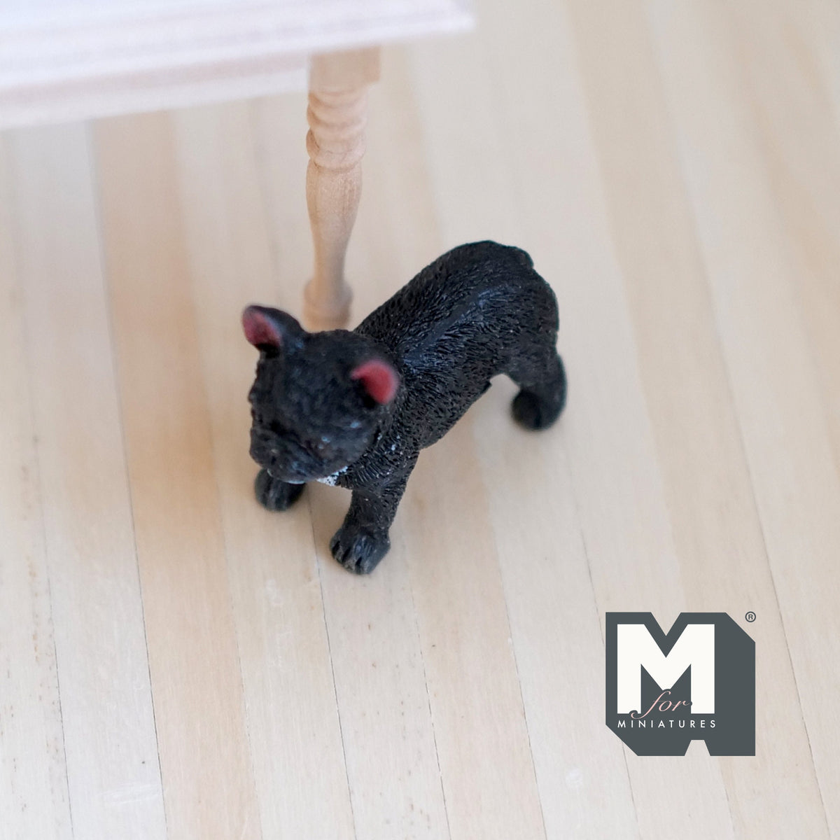 1:12 Scale Miniature Standing French Bulldog Puppy, 1-3/8 inch long, DIY Dollhouse Supply (cast resin) (black)