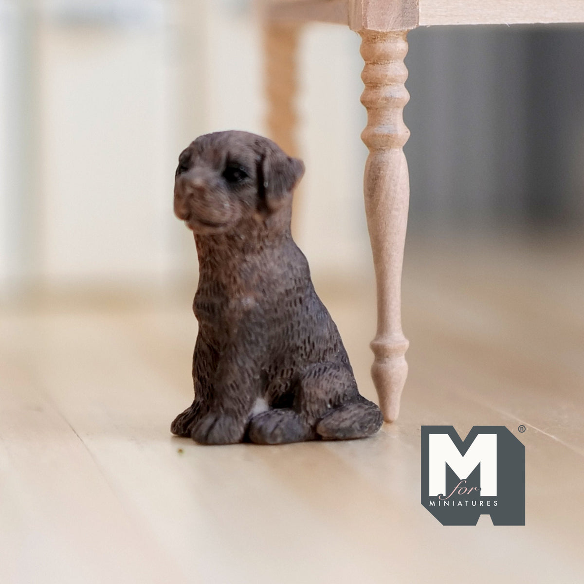 1:12 Scale Miniature Sitting Labrador Puppy, 1-3/16 inch tall, DIY Dollhouse Supply (cast resin) (brown)