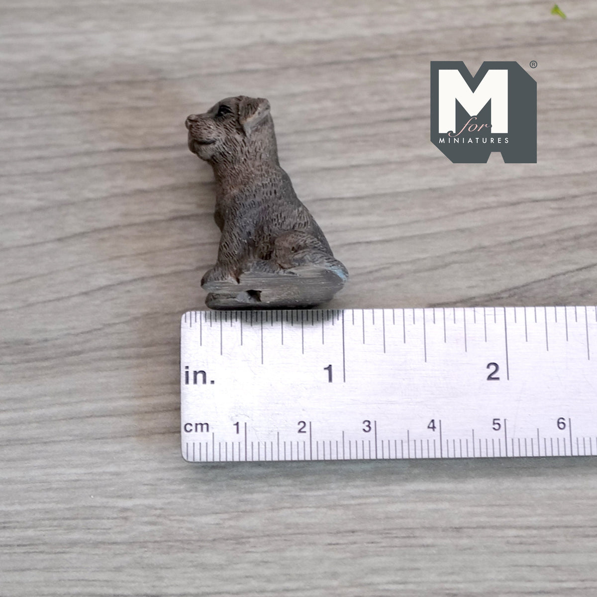 1:12 Scale Miniature Sitting Labrador Puppy, 1-3/16 inch tall, DIY Dollhouse Supply (cast resin) (brown)
