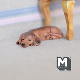 Miniature Sleeping Dachshund 1:12 Scale Diorama Dog 1-3/4 inch long (cast resin) (brown) - H046