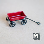 Chariot miniature en métal à l'échelle 1:12, poignée pivotante, 3,8 cm de long, accessoire pour maison de poupée DIY (rouge)