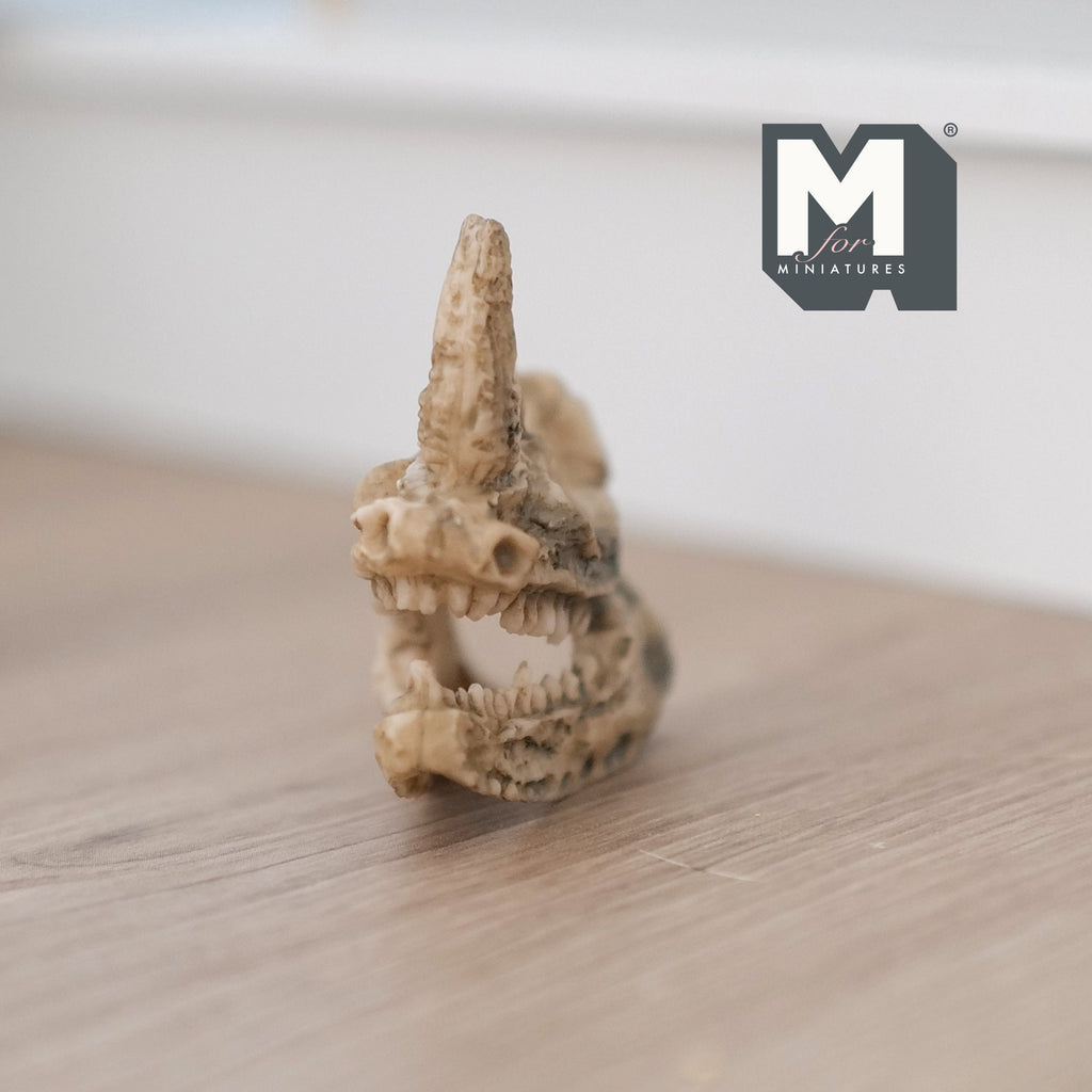 1:12 Scale Miniature Rhino Skull, 1-5/8 inch long, DIY Dollhouse Supply (cast resin) (beige)
