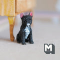 1:12 Scale Miniature Sitting French Bulldog Puppy, 1-9/16 inch tall, DIY Dollhouse Supply (cast resin) (black)