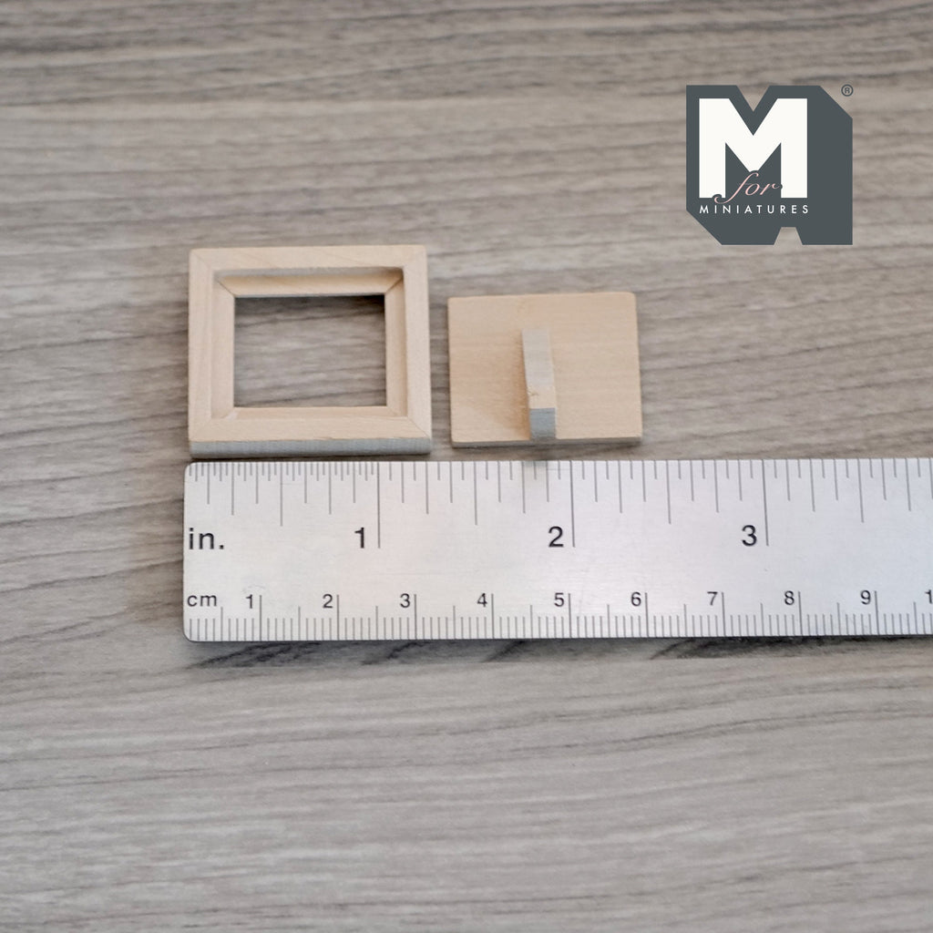1:12 Scale Miniature Wood Photo Frame Kit, Unpainted, Self Assemble Stand, Rectangular Landscape Picture Frame, 1-1/4 inch wide (small)