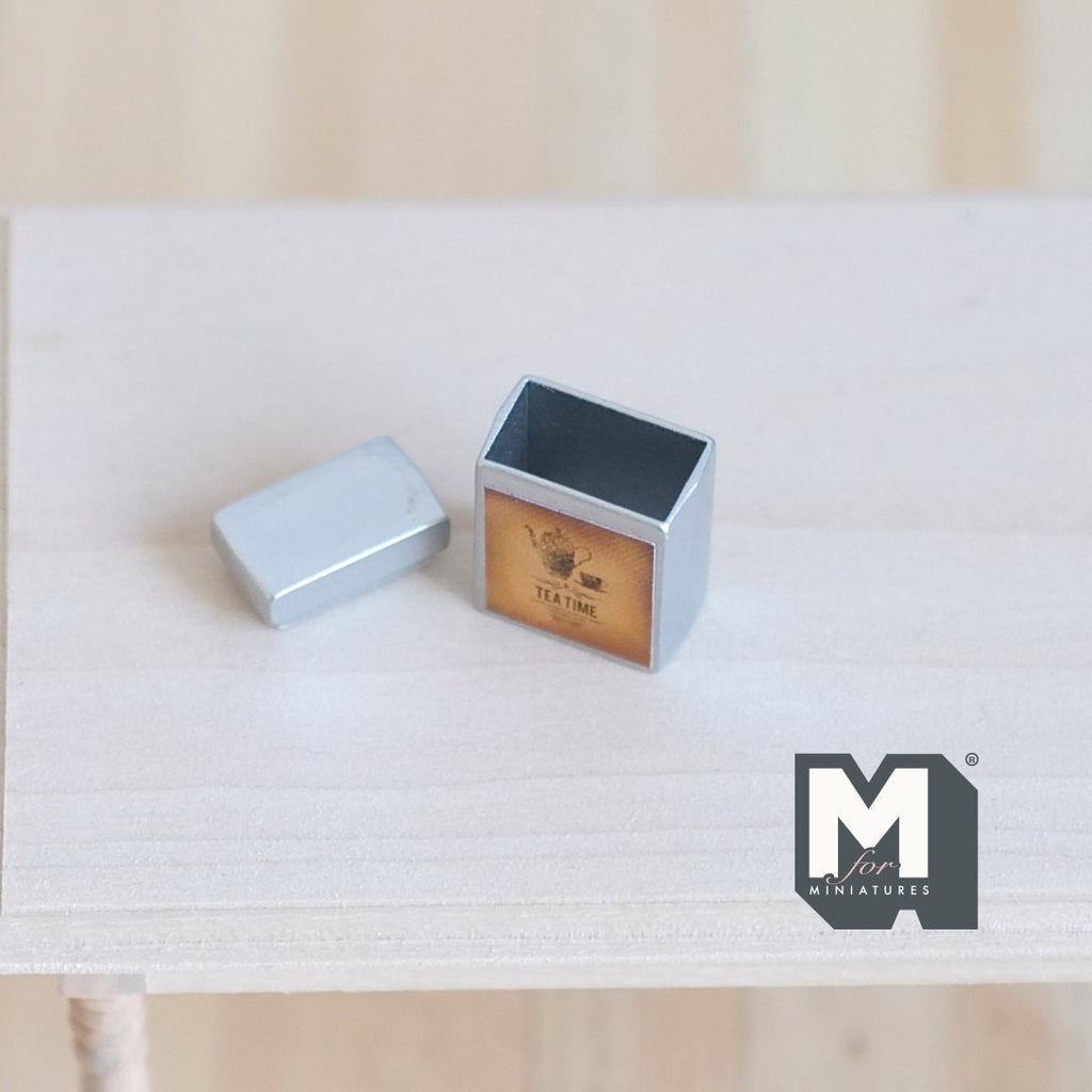 Dollhouse Supplies Miniature Tea Tin 1:12 Scale Metal Tea Box Tea Canister Tea Holder Tea Jar 7/8 inch tall - H024