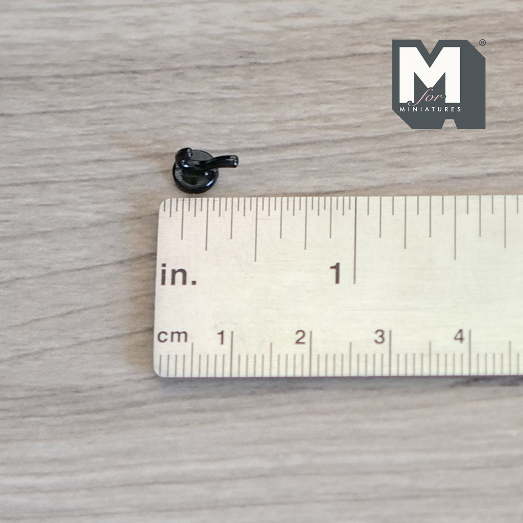 1:12 Scale Miniature Black Metal Dollhouse Wall Hooks, Set of 6, 3/8 inch tall (black)
