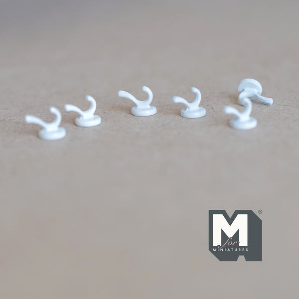 Dollhouse Door Coat Hooks 1:12 Scale Miniature Metal Wall Hangers Wall Hooks Set of 6 (white) - E065