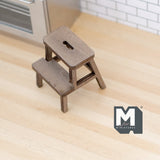 Dollhouse Supplies Kitchen Stool 1:12 Scale Miniature Wooden Steps Dollhouse Supplies Furniture Step Ladder (white) - H051