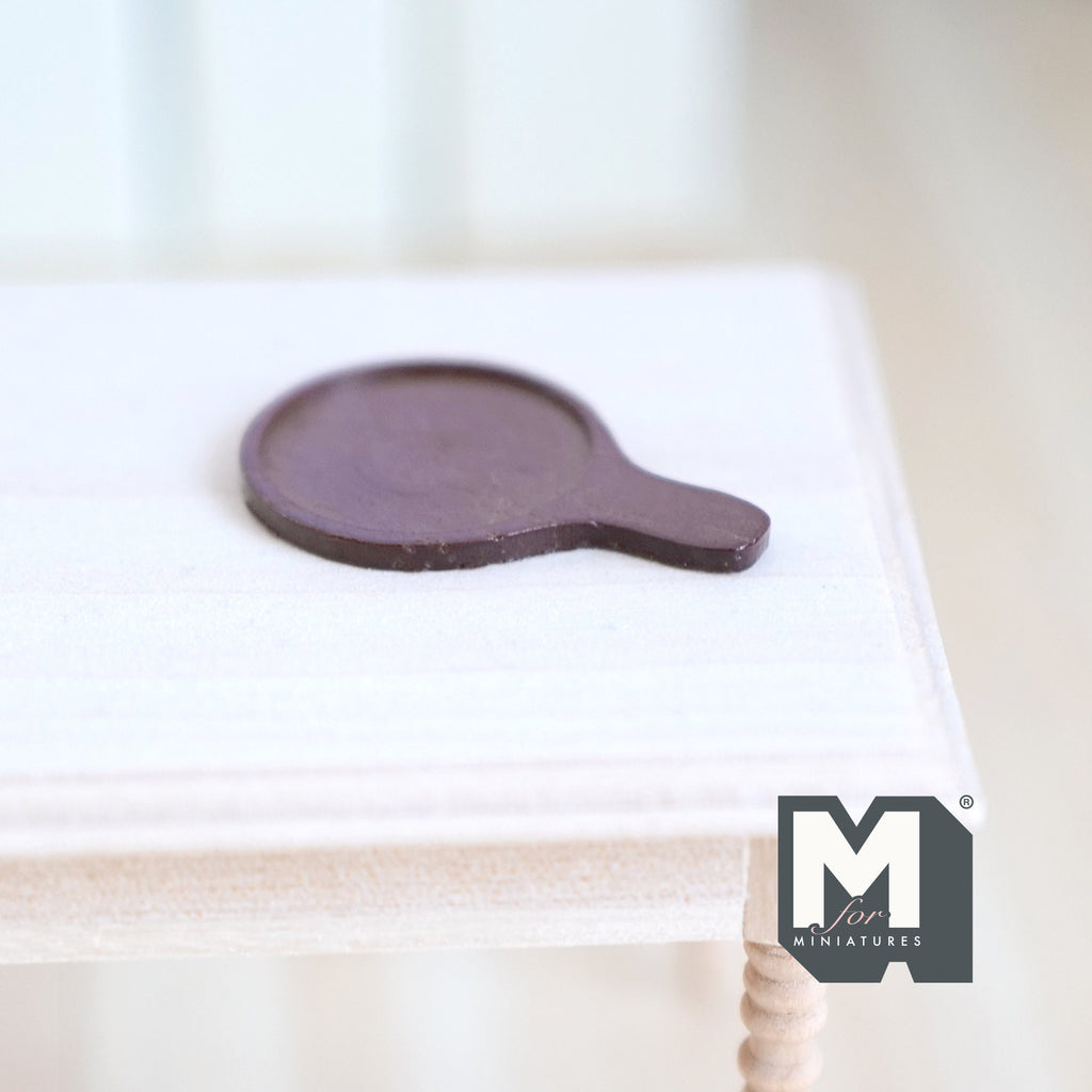 1:12 Scale Miniature Wood Round Cheese Board with Handle, 1-1/4 inch long, DIY Dollhouse Supply (brown)