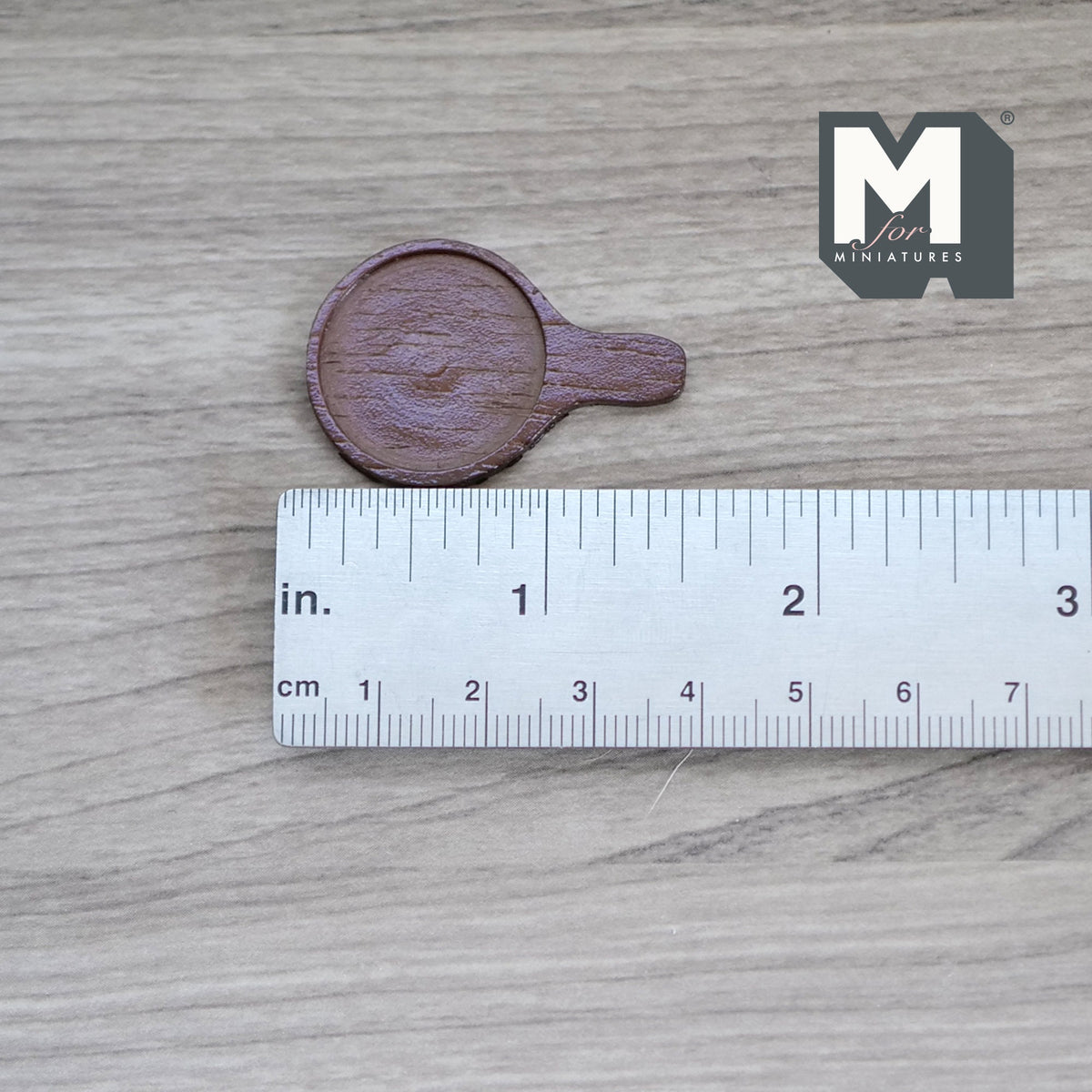 1:12 Scale Miniature Wood Round Cheese Board with Handle, 1-1/4 inch long, DIY Dollhouse Supply (brown)