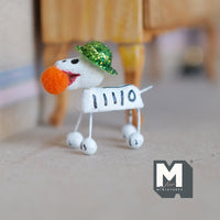 Dollhouse Miniature Calaveras Dog Decoration 1:12 Scale White Dog Holding Cotton Ball 1-9/16 inch long -