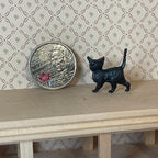 1:12 Scale Miniature Walking Kitten Figure, 13/16 inch long, DIY Dollhouse Supply (black) (style B)