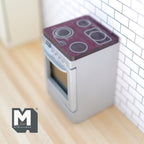 1:12 Scale Miniature Induction Range with Oven, 4 Burners, 3-5/16 inch tall, DIY Dollhouse Supply (silver)