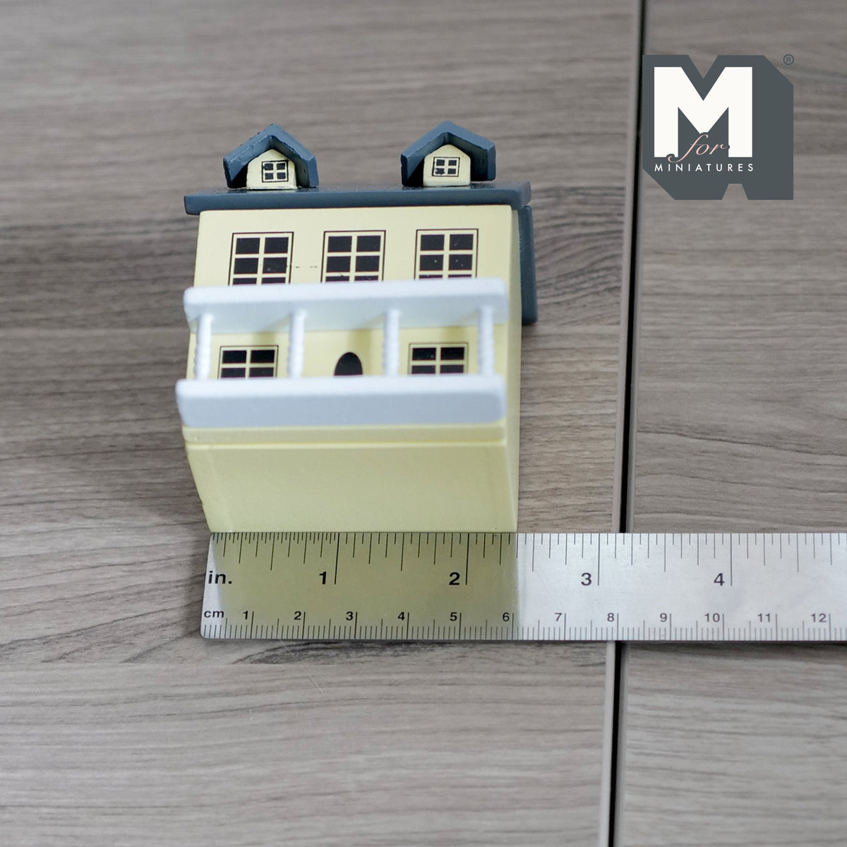 1:12 Scale Miniature Little House with Hinged Front and Roof, 2 Rooms, 2-3/8 inch tall, DIY Dollhouse Supply (wood) (light yellow)