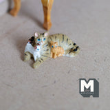 Miniature Orange Tabby Cat Black Tail with White and Orange Kittens 1:12 Scale (cast resin) (bed sold separately) - C034