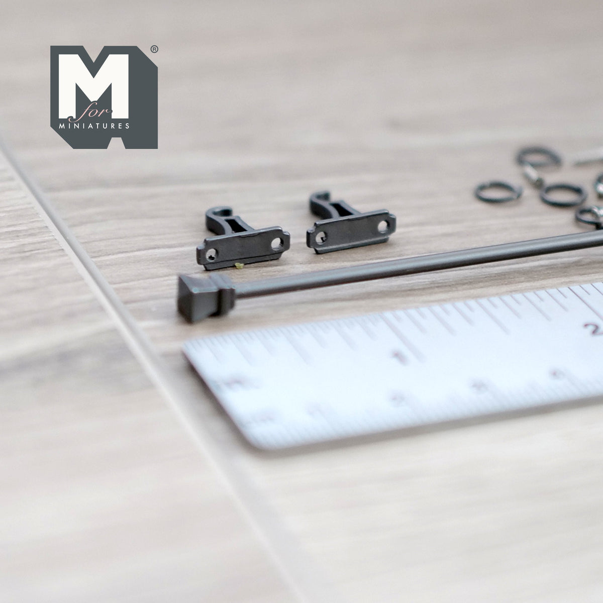 1:12 Scale Miniature Metal Curtain Rod with Rings and Brackets, 4-7/8 inch long, DIY Dollhouse Supply (dark gray)