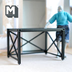 1:12 Scale Miniature Heavy Duty Workbench, Pegboard Top, 3-3/16 inch tall, DIY Dollhouse Supply (black)