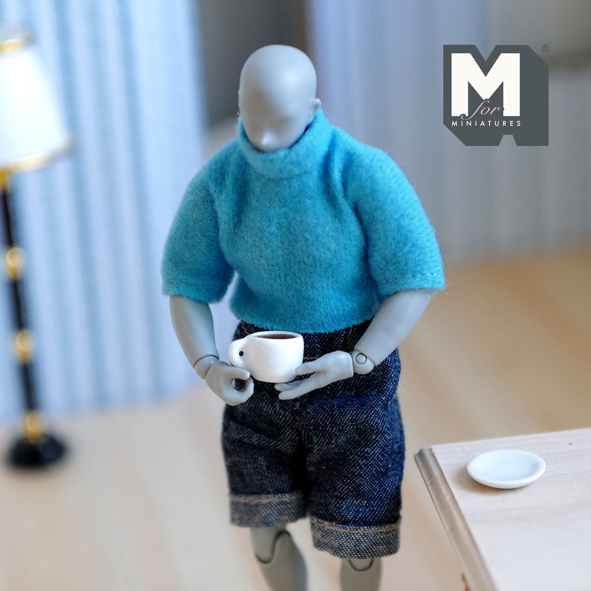 1:12 Scale Miniature Cup of Black Coffee and Saucer, 3/8 inch dia., DIY Dollhouse Supply