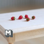 1:12 Scale Miniature Strawberries, Set of 5, 1/4 inch tall, DIY Dollhouse Supply