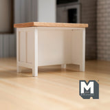 Dollhouse Kitchen Prep Table Island 1:12 Scale Miniature Breakfast Table Kitchen Countertop Cut Table 4 inch long (wood) (white) - G005