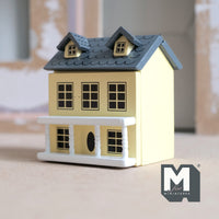 Miniature house with swing front wall and swing roof tiny house-in-a-house (light yellow) (wood) - D002