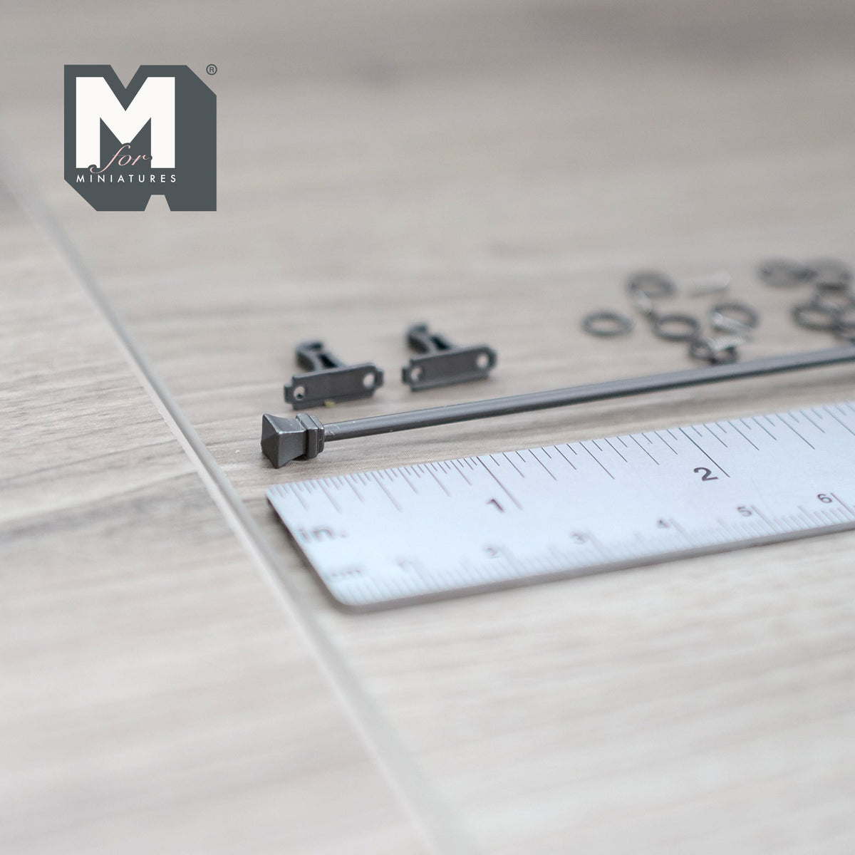 1:12 Scale Miniature Metal Curtain Rod with Rings and Brackets, 4-7/8 inch long, DIY Dollhouse Supply (dark gray)