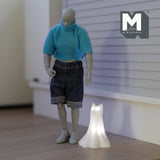 Dollhouse Miniature Draped Ghost Cat White Standing mirco LED light