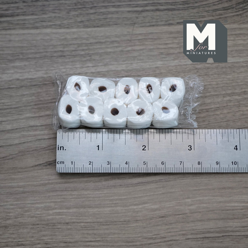 1:12 Scale Miniature Toilet Paper Rolls, Set of 10, 9/16 inch dia., DIY Dollhouse Supply