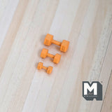 Miniature Hexagon Hand Weights 1:12 Scale Dollhouse Dumbbells Lifting Weights Set of 3 (metal) (orange) - G063