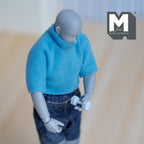 Miniatyrhantlar i sexkantig form i skala 1:12, 3-pack, 13/16 tum långa, DIY-tillbehör till dockskåp (metall) (ljusblå)