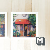 Miniature Store Fronts Storefronts Wall Art Wood Framed Square Portrait Set of 3 - F055