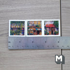 Art mural miniature de devanture de magasin avec cadre en bois à l'échelle 1:12, ensemble de 3, carré de 1-5/16 pouces, fourniture pour maison de poupée à faire soi-même (blanc)