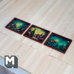 Miniatura a escala 1:12 cuadros de paisaje nocturno con marco de madera, set de 3, 1-15/16 inch de ancho, suministros DIY para casa de muñecas
