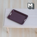 1:12 Scale Miniature Metal Baking Pan with Handles, 2-1/8 inch long, DIY Dollhouse Supply (burgundy)