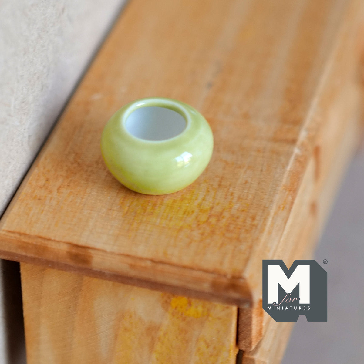 1:12 Scale Miniature Ceramic Round Planter Pot, 3/4 inch dia., DIY Dollhouse Supply (light green)
