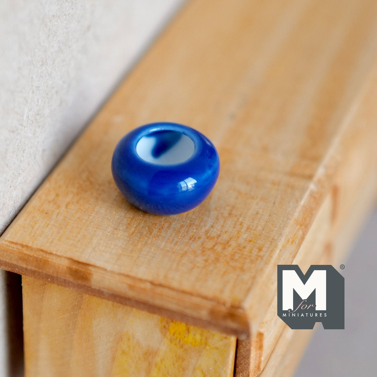 1:12 Scale Miniature Glazed Ceramic Planter Bowl, 3/4 inch dia., DIY Dollhouse Supply (cobalt blue)