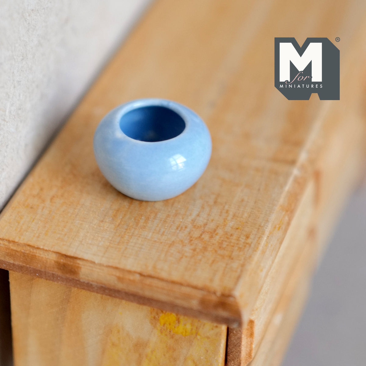 1:12 Scale Miniature Ceramic Round Planter Pot, 3/4 inch dia., DIY Dollhouse Supply (light blue)