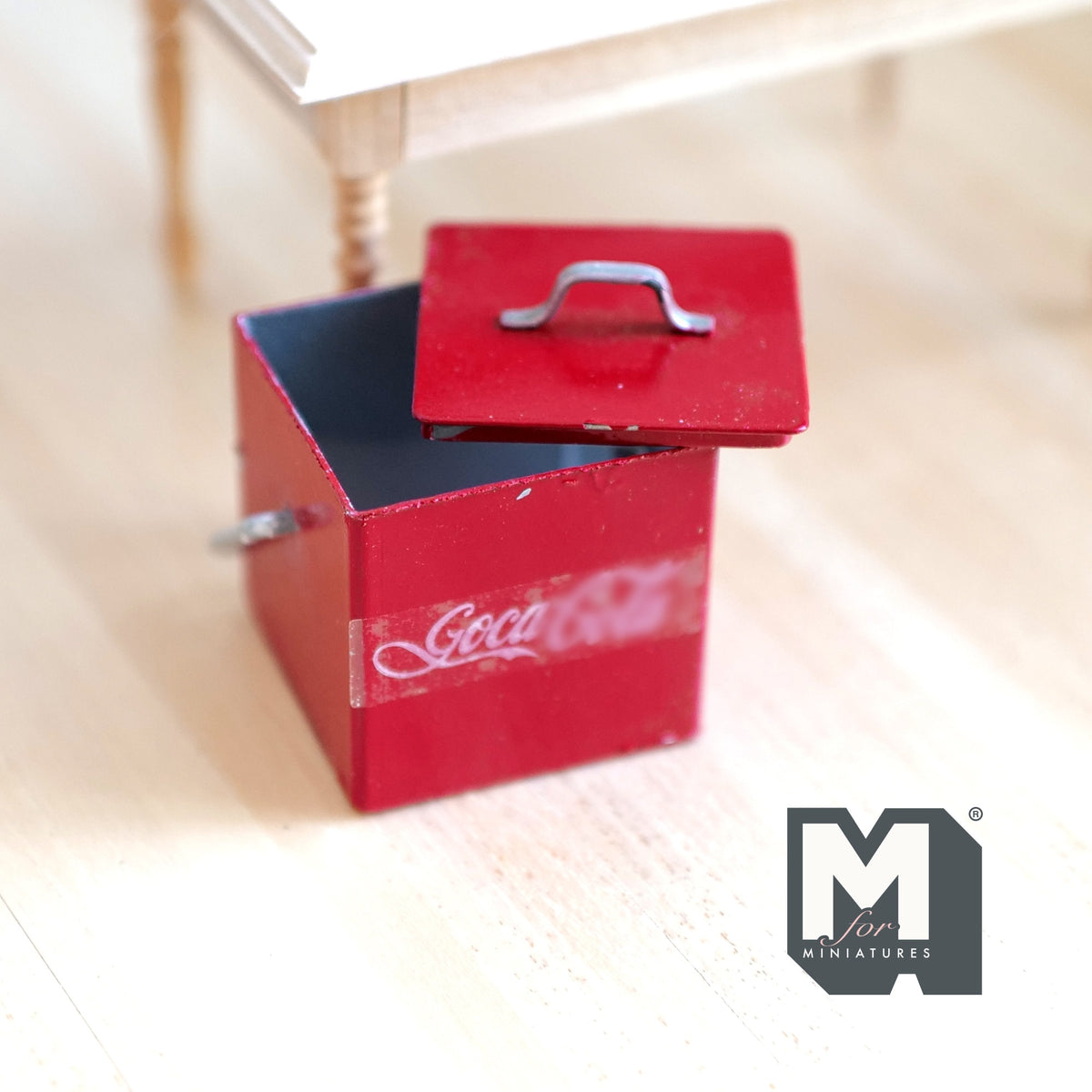 1:12 Scale Miniature Picnic Soda Cooler with Lid, 1-5/8 inch tall, DIY Dollhouse Supply (red) (metal)