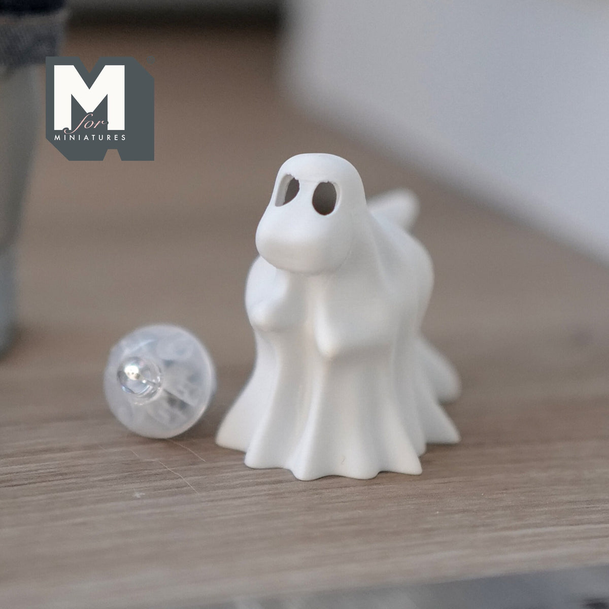 1:12 Scale Miniature Draped Ghost Dinosaur with Micro LED Lights, 1-1/2 inch tall, DIY Dollhouse Supply (white)