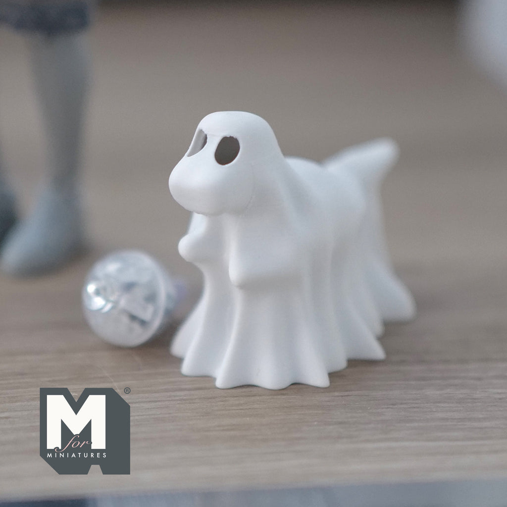 1:12 Scale Miniature Draped Ghost Dinosaur with Micro LED Lights, 1-1/2 inch tall, DIY Dollhouse Supply (white)