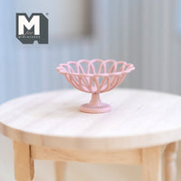 Dollhouse Wire Fruit Basket 1:12 Scale Miniature Large Size Fruit Dish Fruit Bowl (metal) (pink) 11/16 inch tall - A033