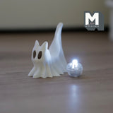 Miniature Draped Ghost Cat 1:12 Scale Dollhouse Halloween Creepy Cat Spooky Cat Ghostly Moggy Phantom Feline 1-5/8 inch tall (plastic) -