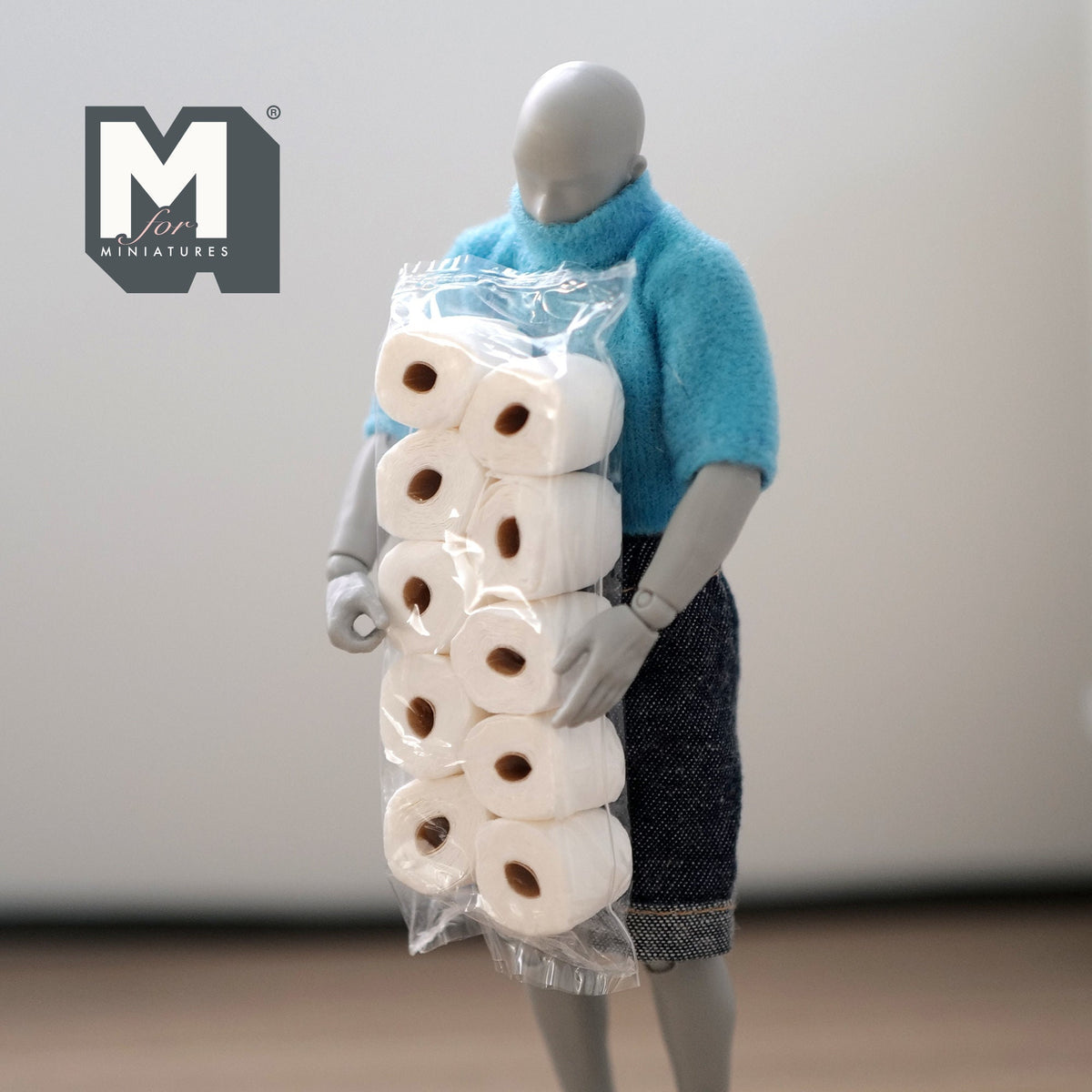 1:12 Scale Miniature Toilet Paper Rolls, Set of 10, 9/16 inch dia., DIY Dollhouse Supply