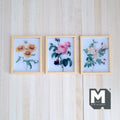 1:12 Scale Miniature Wood Framed Flower Prints, Set of 3, 1-15/16 inch tall, DIY Dollhouse Supply