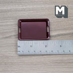 1:12 Scale Miniature Metal Baking Pan with Handles, 2-1/8 inch long, DIY Dollhouse Supply (burgundy)