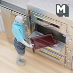 1:12 Scale Miniature Metal Baking Pan with Handles, 2-1/8 inch long, DIY Dollhouse Supply (burgundy)