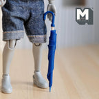 Miniatura in scala 1:12 ombrello, chiuso con manico a uncino, 2-5/8 inch di lunghezza, accessori fai da te per casa delle bambole (blu) (non funzionante)