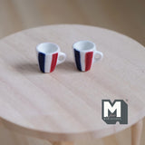 1:12 Scale Miniature Ceramic Coffee Mugs Set of 2 Dollhouse Supplies Tea Cups 1/2 inch tall - A076