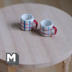 1:12 Scale Miniature Ceramic Coffee Mugs Set of 2 Dollhouse Tea Cups 7/16 inch tall - A081