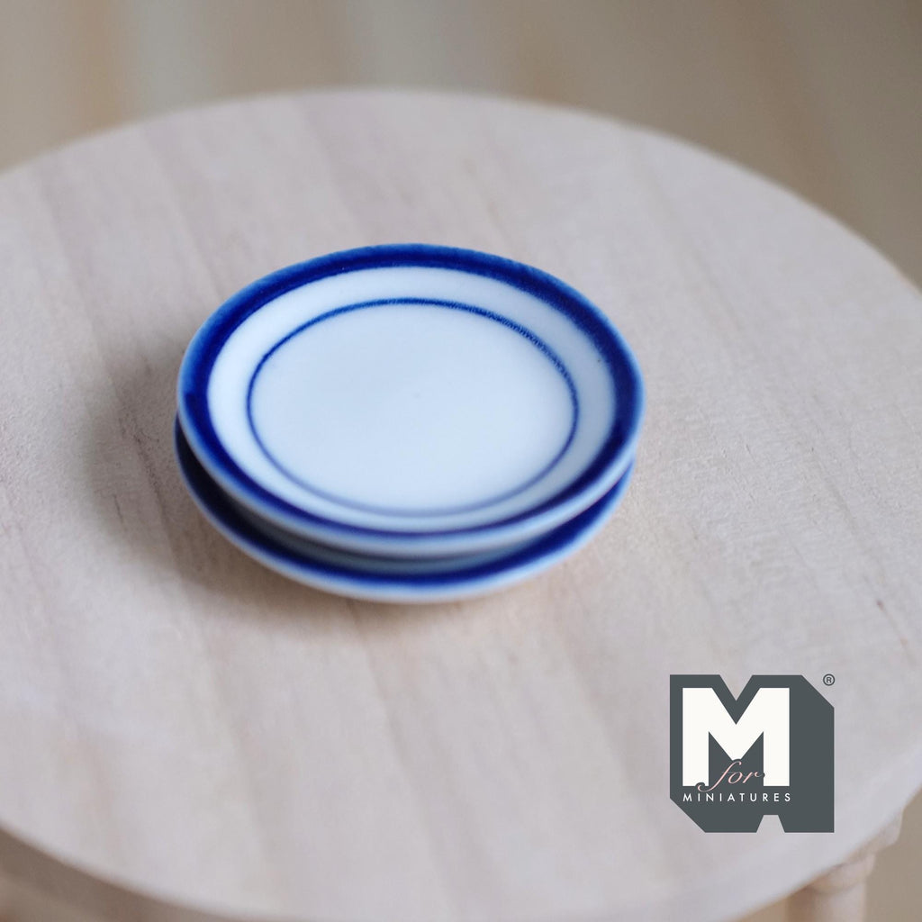 Dollhouse Tableware Miniature Ceramic Plate Large Size Set of 2 , 1-1/4 inch dia. - A083